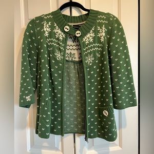 DC Winter Sweater /ZipUp Green Snowflake Cárdigan